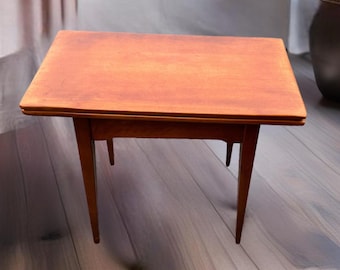 Vintage Cushman Colonial Pivot Top Game Table: Hidden Compartment, 1940s