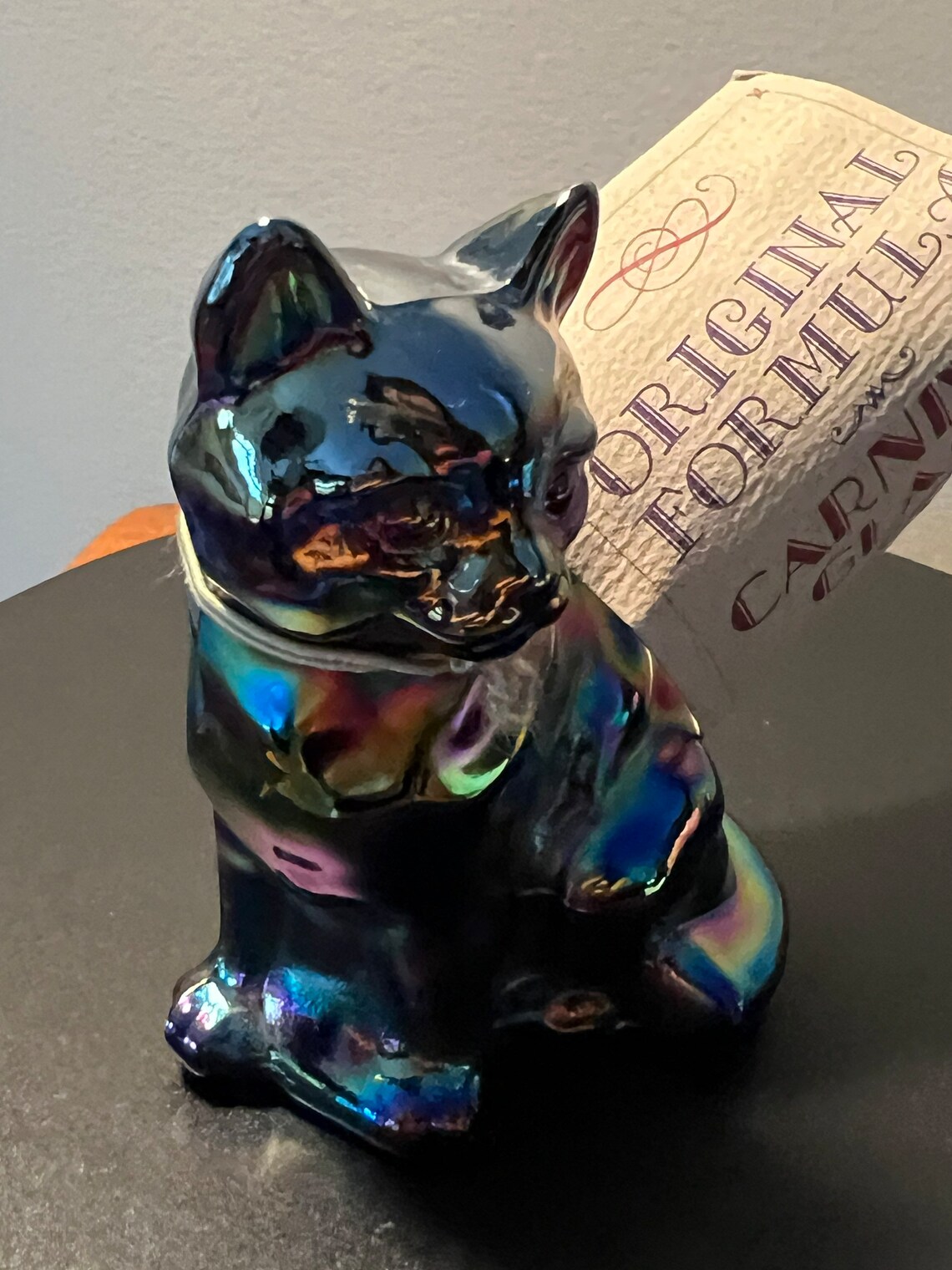 Vintage Fenton Iridescent Carnival Glass Cat Glass Art Etsy