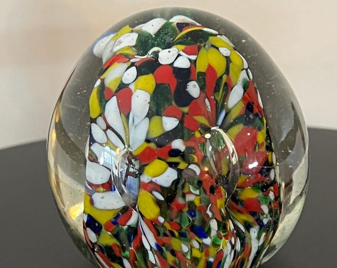 Vintage Abstract Glass Art Paperweight Controlled Bubble Confetti Blossom Floral Glass Ball Lover Antiques and Vintage