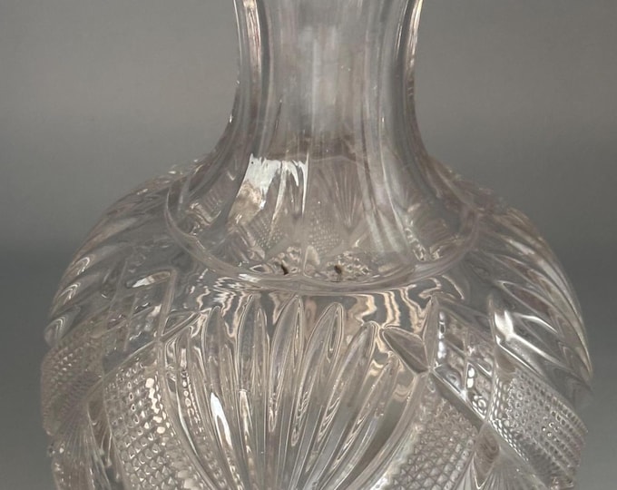 Antique Duncan and Sons Crystal Water Carafe #28 Grated Diamond Sunburst Design | EAPG Glass Pitcher, Unique Gift for Her or Him