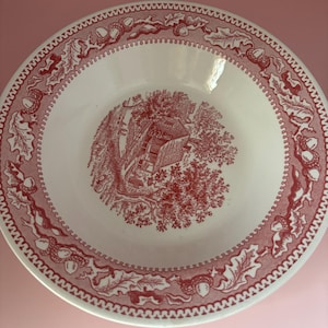 Vintage Royal Ironstone Red Plate Memory Lane Large Red Bowl Platter Lover Antiques and Vintage