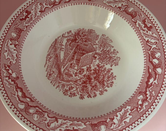 Vintage Royal Ironstone Red Plate Memory Lane Large Red Bowl Platter Lover Antiques and Vintage