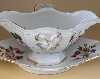 Antique Carl Teichert Meissen Gravy Boat Dish Lover Antiques and Vintage