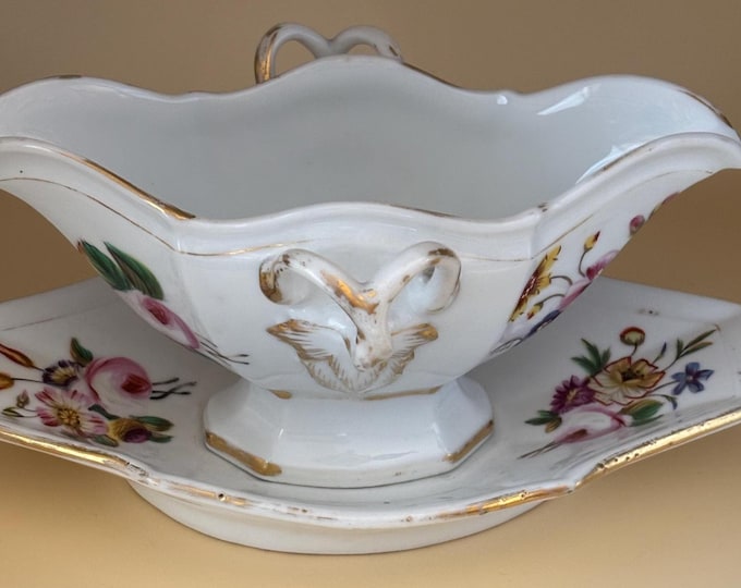 Antique Carl Teichert Meissen Gravy Boat Dish Lover Antiques and Vintage