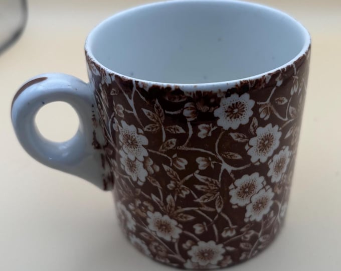 Vintage Royal Crownford Ironstone England Brown and White Floral Transferware Cup Lover Antiques and Vintage