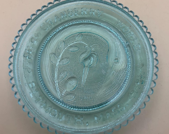 Vintage Cranberry World Glass Dish Candy Bowl Dresser Tray Lover Antiques and Vintage