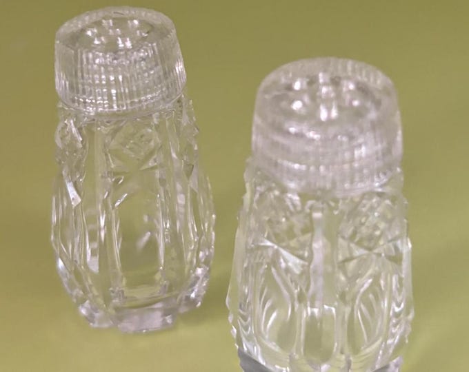 Vintage Crystal Cut Glass Salt & Pepper Shakers Lover Antiques and Vintage