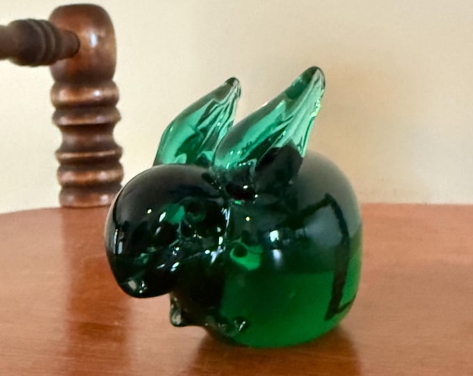 Vintage Fenton Emerald Glass Rabbit Bunny Glass Art Lover Antiques and Vintage
