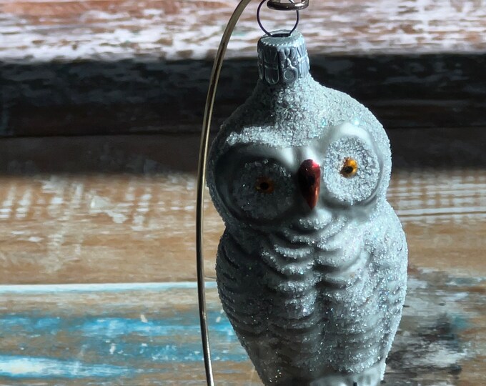 Vintage Owl Ornament, White Owl, Hand Blown Glass Christmas Holiday Retired Ornaments Lover Antiques and Vintage