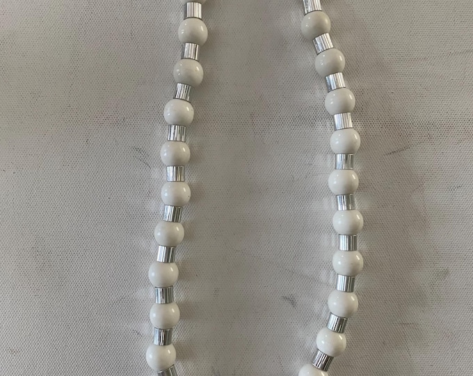 Vintage White & Silver Necklace Lover Antiques and Vintage