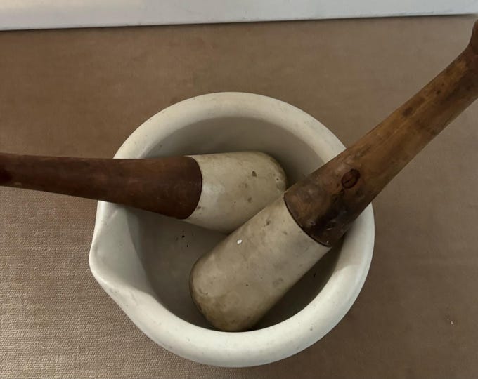 Antique Large Mortar and Pestle with Stone Bowl Lover Antiques and Vintage