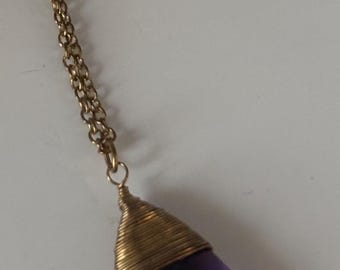 Vintage Big Purple Amethyst Pendant Necklace Gold Necklace Teardrop Violet Jewelry Better than New Gifts at Lover Antiques and Vintage