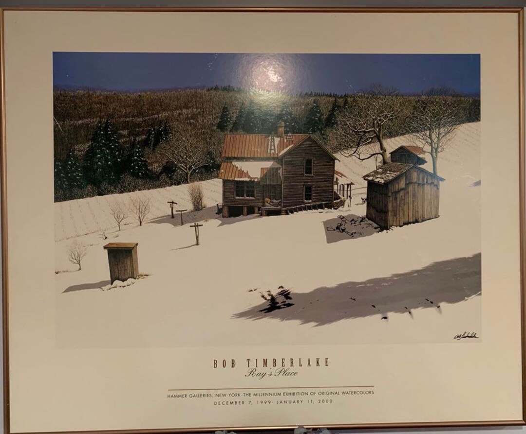 Vintage Bob Timberlake Print Rays Place Cabin Shed Outhouse Etsy