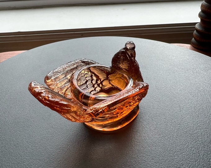 Vintage Amber Degenhart Glass Bird, Rooster, Salt Cellar, Art Glass Rooster Dish Holder Art Glass Home Decor Lover Antiques and Vintage