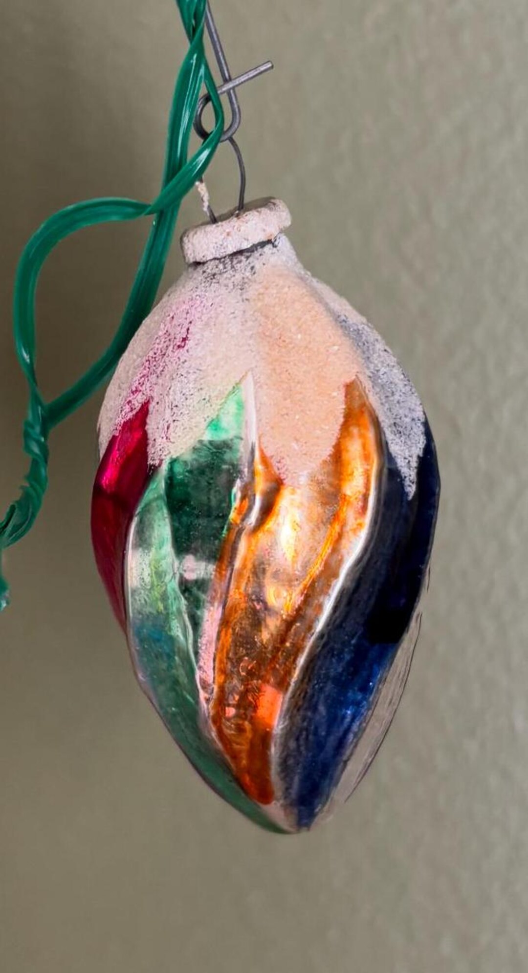 Tear Drop Germany Hand Blown Vintage Ornament Circa 1940s, Antique