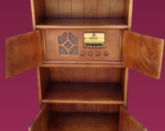 RARE 1940 Sears Silvertone Radionet Cushman Furniture Bookcase Model 6493, Lover Antiques and Vintage