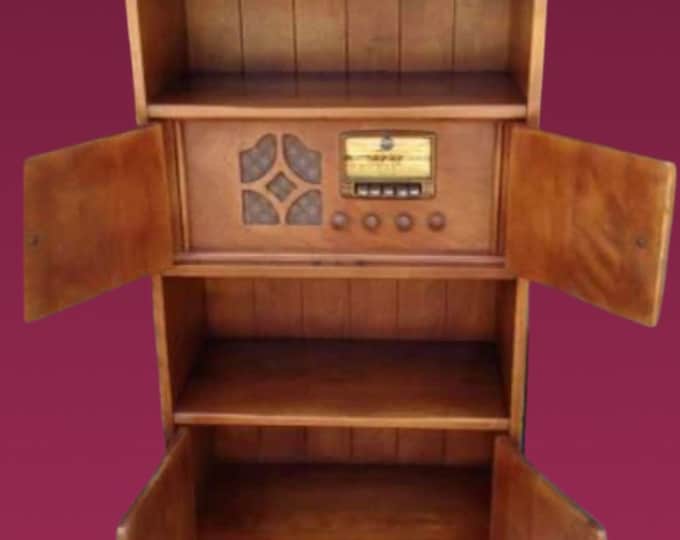 RARE 1940 Sears Silvertone Radionet Cushman Furniture Bookcase Model 6493, Lover Antiques and Vintage