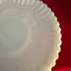 Depression Milk Glass White Monax Petalware Salad Plate, 8” Lace Pattern White Special Glass Plate Lover Antiques and Vintage image 7