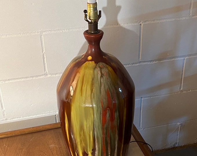 Vintage Drip Glazed Pottery Lamp Light 1960’s Mid Century Modern Lamp Lover Antiques and Vintage