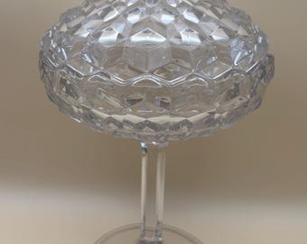 Vintage Fostoria American Cubist Glass Pedestal Candy Dish or Compote with Lid Lover Antiques and Vintage