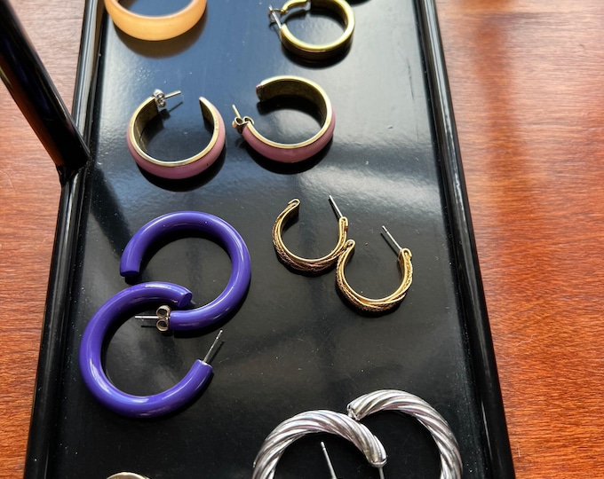 Vintage Hoop Earring Collection Set of 7 Pairs of Earrings Lover Antiques Vintage