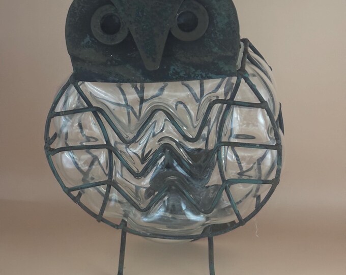 Antique Metal and Glass Owl Candle Holder Lover Antiques and Vintage
