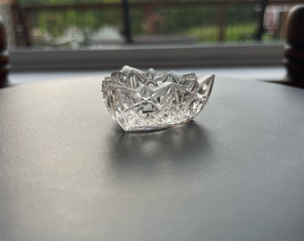 Vintage Cut Crystal Triangle Dish: Toothpick or Sugar Holder