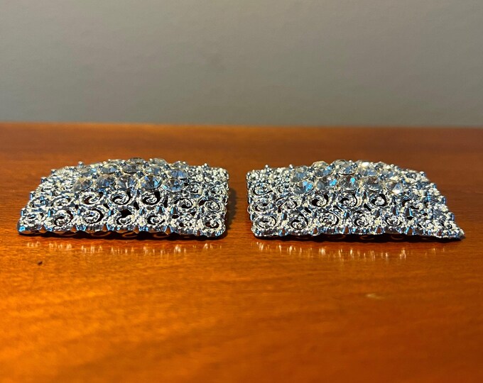 Tip Toe Brand signed Shoe Clip, Scarf, Blouse Clip, Rhinestone, Rhinestones, Jewelry, Tip Toe Shoe Clips set of 2, Lover Antiques