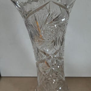 Antique American Brilliant Period Cut Crystal Corset Sawtooth Vase ABP Cut Crystal American Cut Glass Lover Antiques and Vintage