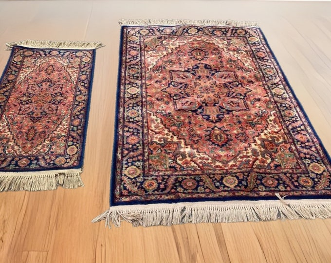 Vintage Authentic Karastan Multicolor Panel Matching Set of 2 Oriental Rugs Rug Carpet Lover Antiques and Vintage