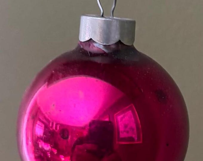 Vintage Pink Shiny Brite Striped Ball Ornament Circle Circa 1940’s Lover Antiques and Vintage