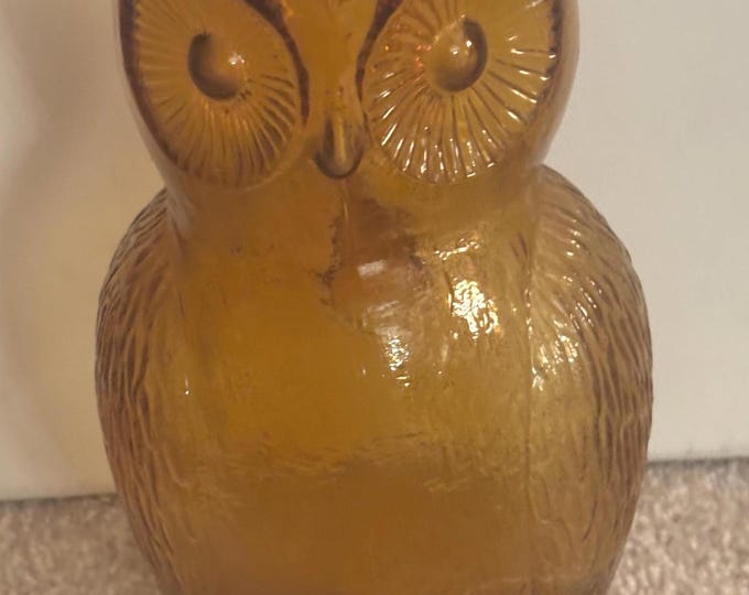Kanawha Amber Glass Owl Pitcher, Lover Antiques and Vintage