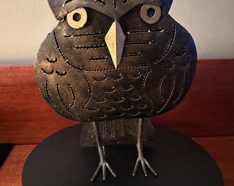 Vintage Owl Metal Art, Curtis Jere Style Owl, Mid Century Brutalist Owl, Owl Metal Art, Metal Owl, Lover Antiques and Vintage