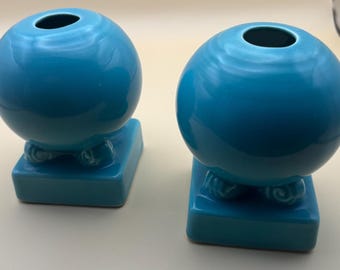 Vintage Fiestaware Turquoise Bulb Candle Holder Lover Antiques and Vintage