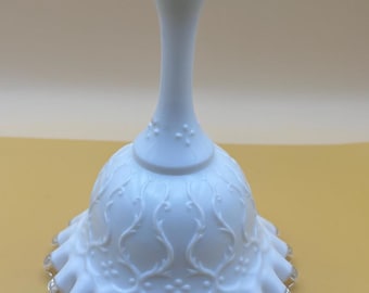 Vintage Fenton Silver Crest Spanish Lace Bell White Milk Glass Bell Gift Lover Antiques and Vintage