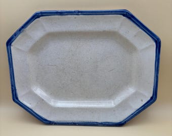 Antique Leeds Blue Feather Edge Platter Lover Antiques and Vintage