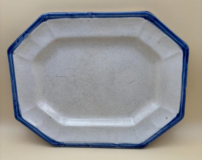 Antique Leeds Blue Feather Edge Platter Lover Antiques and Vintage