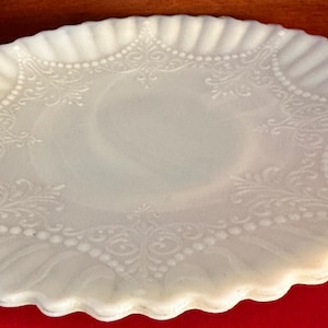 Depression Milk Glass White Monax Petalware Salad Plate, 8” Lace Pattern White Special Glass Plate Lover Antiques and Vintage image 1
