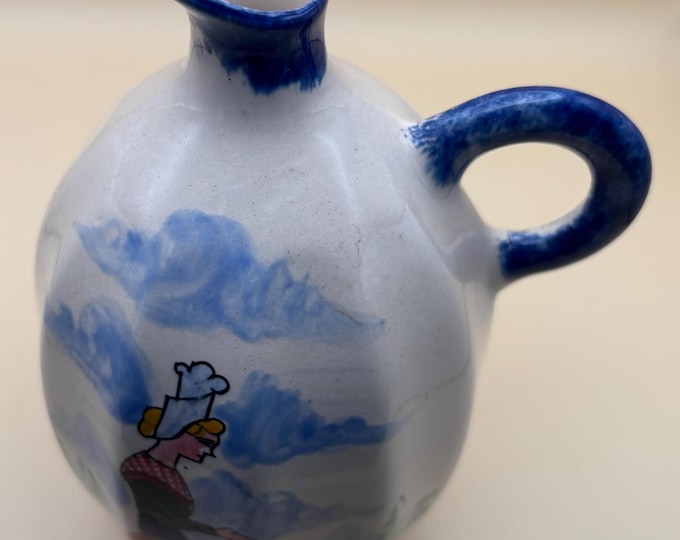 Vintage Gabrielle Fourmaintraux Breeze Pierrick Faience Desvres Calvados Decanter Ceramic Pitcher Jug Lover Antiques and Vintage
