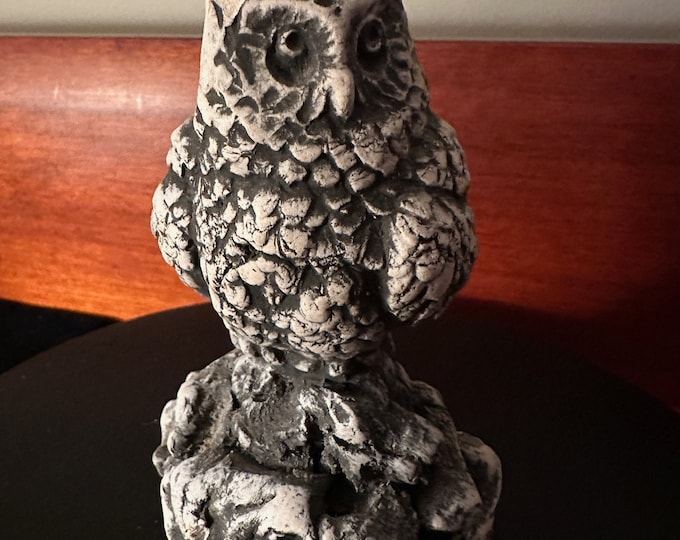 Vintage Owl from Mount St. Helen’s Ash, Clay Owl Collectible Figurine, Signed Stan, Lover Antiques and Vintage