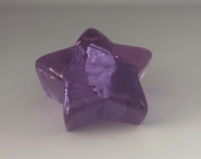 Fire and Light Recycled Lavender Glass Alexandrite Star Paperweight Neodymium Collectible