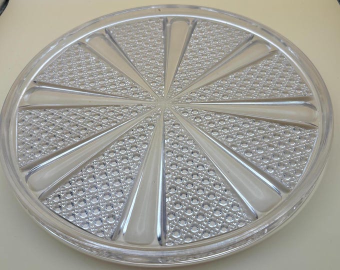 Vintage Crystal Round Serving Platter Tray Pinwheel Design Lover Antiques and Vintage