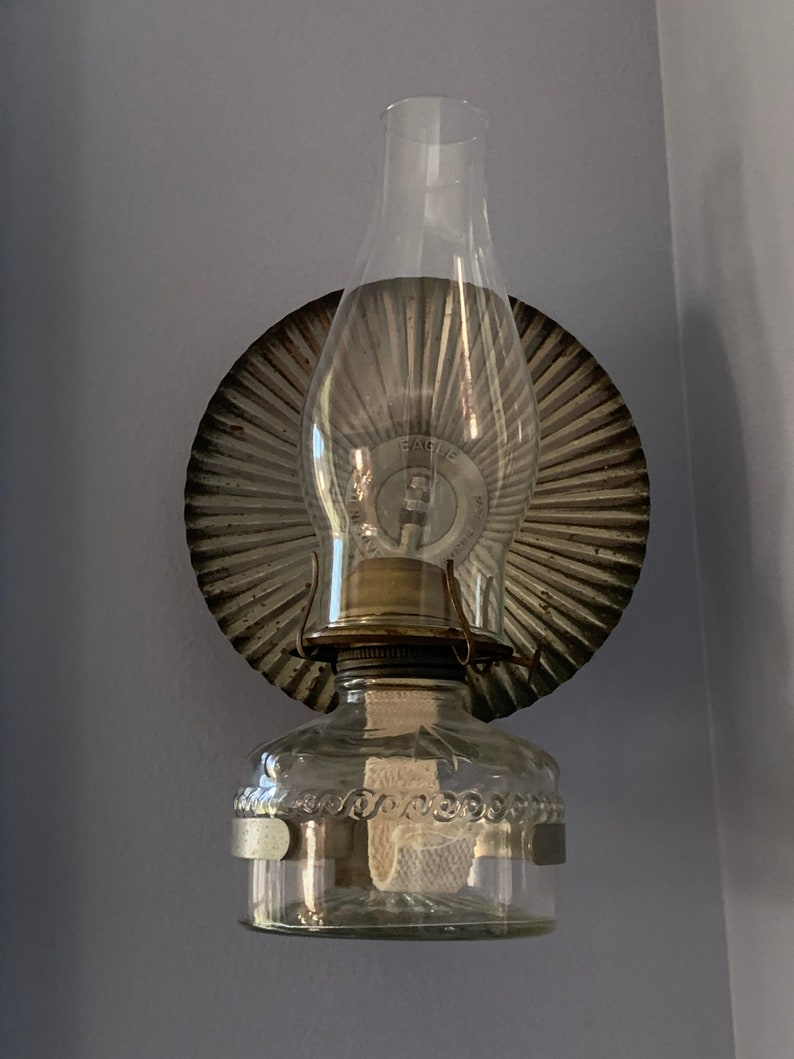 Antique Eagle Oil Lamp With Wall Mount and Reflector P and A