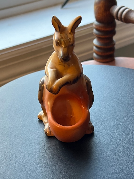 Vintage Kangaroo Ceramic Figurine, Kangaroo Toothpick Holder
