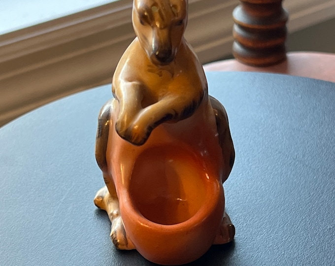 Vintage Kangaroo Ceramic Figurine, Kangaroo Toothpick Holder, Small Holder, Lover Antiques and Vintage