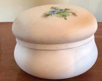 Vintage Pink Porcelain Trinket Box Hand Painted Signed Julie Lover Antiques and Vintage