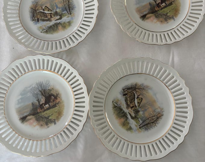 Vintage MEPOCO Set of 4 Plates Lover Antiques and Vintage
