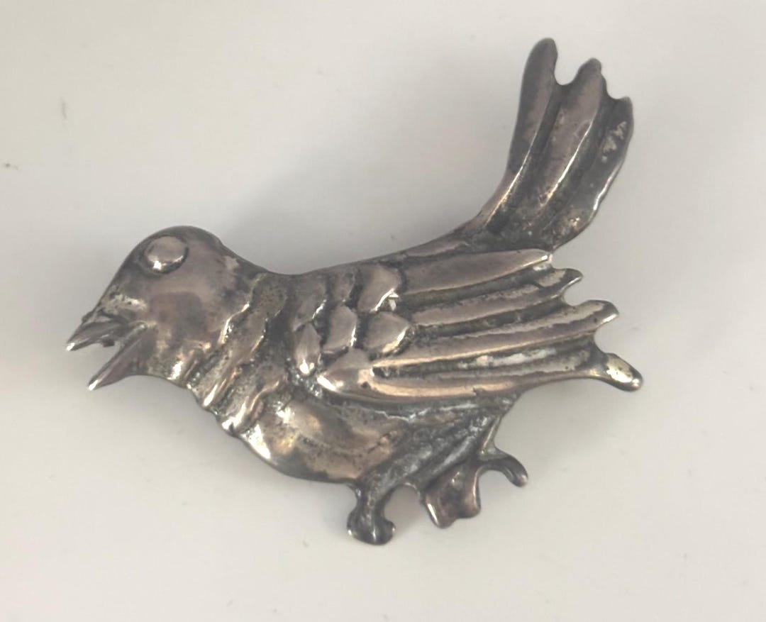 Vintage Sterling Silver Bird Pin Brooch - Etsy
