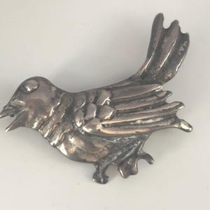 Vintage Sterling Silver Bird Pin Brooch 3D Lover Antiques and Vintage