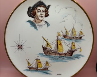 Vintage Boehm Porcelain Plate Commemorating Christopher Columbus 500th Anniversary Lover Antiques and Vintage